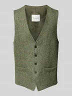 Kamizelki męskie - Kamizelka garniturowa z dekoltem w serek i zapięciem na guzik - miniaturka - grafika 1