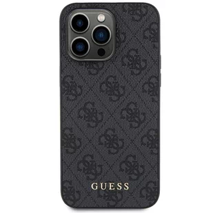 Guess GUHCP15XG4GFGR iPhone 15 Pro Max 6.7" szary/grey hard case 4G Metal Gold Logo - Etui i futerały do telefonów - miniaturka - grafika 2