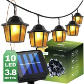 Lampy ogrodowe - Girlanda Solarna Ogrodowa 10x LED Latarenka 3.8m 3000K Ciepła ARIA LUMILED - miniaturka - grafika 1