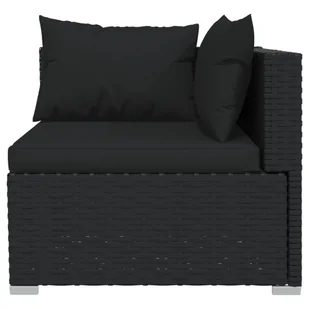 2-osobowa sofa z poduszkami, czarna, polirattan - Sofy ogrodowe - miniaturka - grafika 6
