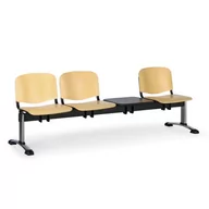 Inne meble biurowe - Drewniana ławka do poczekalni ISO, 3-siedziska + stolik, chromowane nogi - miniaturka - grafika 1