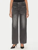 Spodnie damskie - Morgan Jeansy 251-PELI Szary Wide Leg - miniaturka - grafika 1