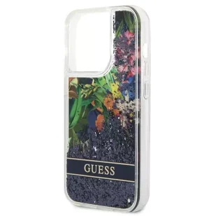 Guess Etui GUHCP14XLFLSB do Apple iPhone 14 Pro Max 6,7" niebieski/blue hardcase Flower Liquid Glitter - Etui i futerały do telefonów - miniaturka - grafika 6