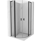 Kabiny prysznicowe - Mexen Mist L kabina prysznicowa półokrągła uchylna 90 x 90 cm, transparent, czarna - 8A32L-090-090-70-00 - miniaturka - grafika 1