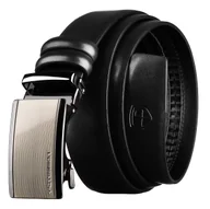 Paski - Elegancki pasek męski PETERSON skórzany automatyczna klamra casualowy modny czarny - miniaturka - grafika 1