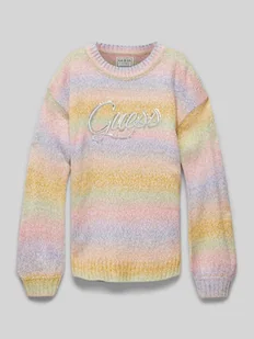 Sweter z dzianiny z wyhaftowanym logo - Swetry dla dziewczynek - miniaturka - grafika 1
