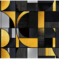 Fototapety - Fototapeta Abstrakcja Geometryczna Złoty Czarny 300x210 cm Tapeta Do Sypialni Salonu Kuchni Na Flizelinie - miniaturka - grafika 1