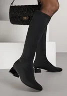 Kozaki damskie - Czarne Kozaki Vices na Stożku z Elastyczną Cholewką Garsse - miniaturka - grafika 1