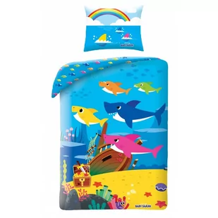 Bawełniana pościel dziecięca Baby Shark Rainbow, 140 x 200 cm, 70 x 90 cm - Pościel dla dzieci - miniaturka - grafika 1
