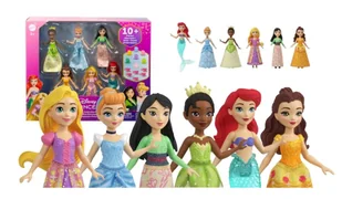 Disney Princess Lalka Księżniczka Zestaw 6 Małych Ruchomych Laleczek Jcr91 - Lalki dla dziewczynek - miniaturka - grafika 1