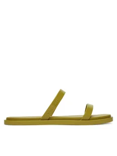 Calvin Klein Klapki Double Bar Slide - Jelly HW0HW02417 Zielony - Klapki i japonki damskie - miniaturka - grafika 1