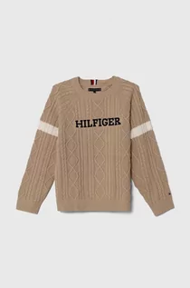 Swetry dla chłopców - Tommy Hilfiger sweter dziecięcy kolor beżowy lekki - grafika 1