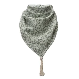 Hi Little One bandanka apaszka niemowlęca BOHO LEAF Mint Pom Pom - Chusty do noszenia dzieci - miniaturka - grafika 1