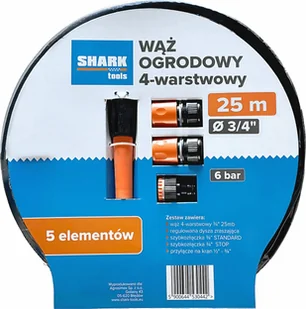 Zestaw wąż ogrodowy 4-warstwowy 3/4'' 25m z akcesoriami Shark Tools - Inne akcesoria do nawadniania - miniaturka - grafika 1