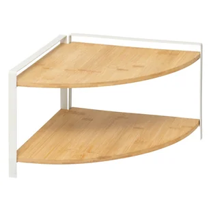 Narożna półka bambusowa 2 poziomy WHITE - Półki do salonu - miniaturka - grafika 1