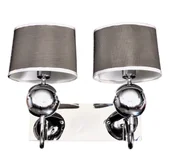 Lampy ścienne - VIVERRA W2 elegancki kinkiet chromowany abażur srebrny 2xE14 - miniaturka - grafika 1