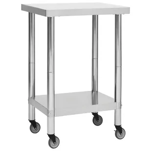vidaXL Kuchenny stół roboczy na kółkach 60x60x85 cm stal nierdzewna 51633 - Stoły gastronomiczne - miniaturka - grafika 1