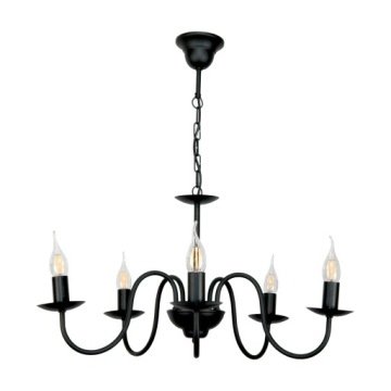 Lampa Wisząca Sufitowa Żyrandol Led Retro Do Salonu Vintage Czarna 5xE14