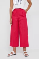 Spodnie damskie - Sisley spodnie bawełniane damskie kolor różowy szerokie high waist - miniaturka - grafika 1
