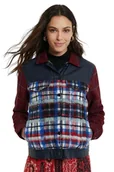 Kurtki damskie - Kurtka damska Desigual Ingrid krótka przejściowa w kratę-XL - DESIGUAL - miniaturka - grafika 1