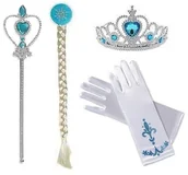 Stroje karnawałowe - Korona Berło Rękawiczki Zestaw Elsa Anna 4 Części, Hopki - miniaturka - grafika 1