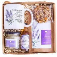 Zestawy upominkowe - KOSZ PREZENTOWY PREZENT UPOMINEK lawendowy kubek syrop napar dla niej - miniaturka - grafika 1