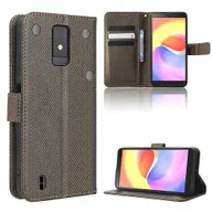 Etui i futerały do telefonów - Do skórzanego etui na telefon ZTE Blade A32 o diamentowej fakturze Brown - miniaturka - grafika 1