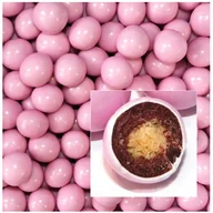 Dodatki do ciast w proszku - Posypka ozdoby na tort kule czekoladowe dekoracje urodzinowe różowy 80g - miniaturka - grafika 1