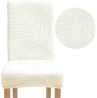 Pokrowce na meble - POKROWIEC NA KRZESŁO BIAŁY ŻAKARD PALMA [10-Z9-BI] - miniaturka - grafika 1