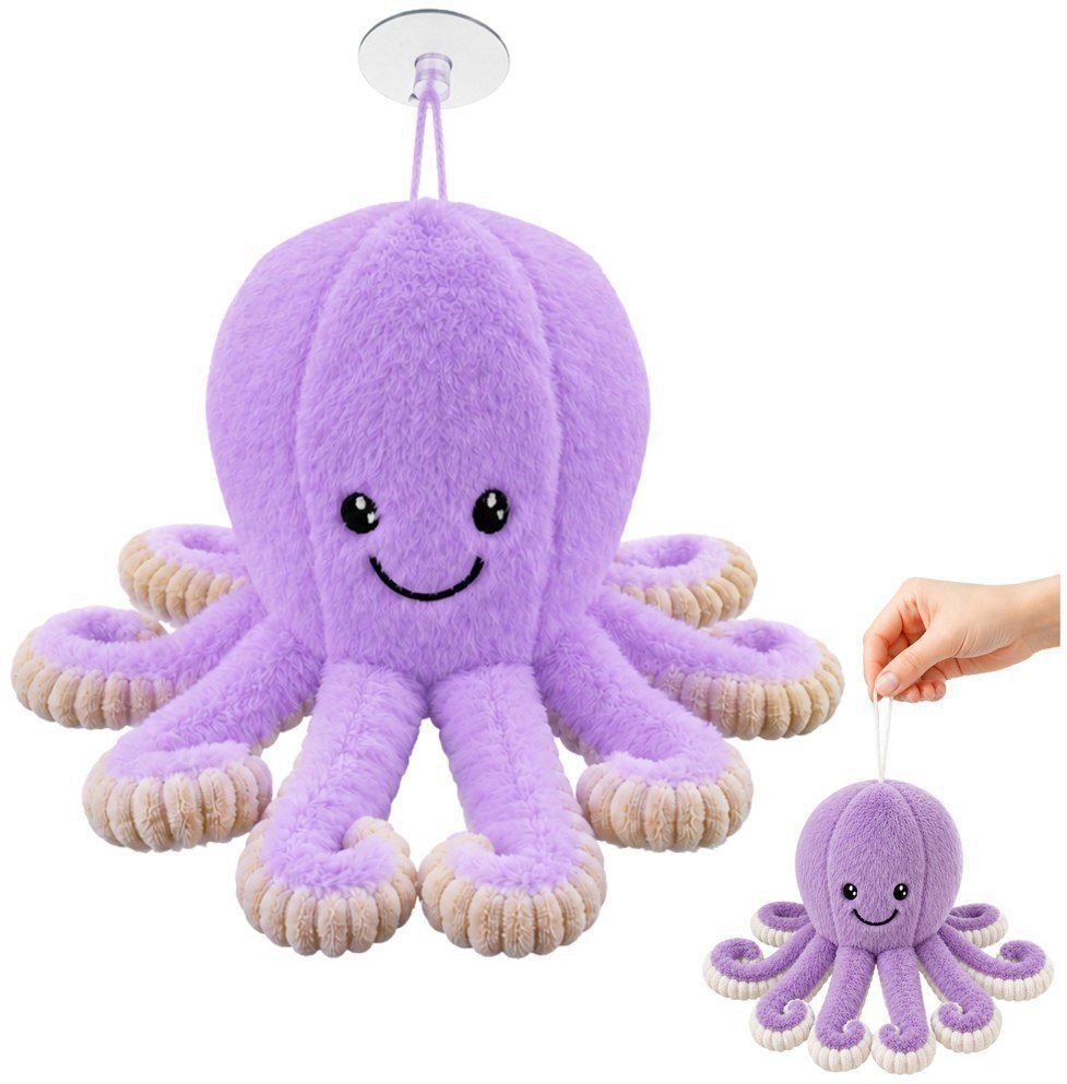 LeanToys Pluszowa Ośmiornica Maskotka Przytulanka Z Przyssawką Fioletowa 16 cm EDUKAMP 31828