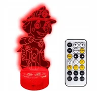 Samochody i pojazdy dla dzieci - LAMPKA 3D LED PSI PATROL MARSHALL USB/BATERIE + PILOT RGB - miniaturka - grafika 1