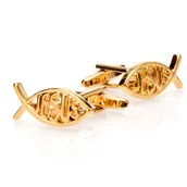 Spinki do mankietów i krawatów - Religijne spinki do mankietów w kolorze złotym X2 AJ155 - miniaturka - grafika 1