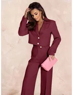 Komplety damskie - Garnitur z szerokimi spodniami YUKARI - bordowy - miniaturka - grafika 1