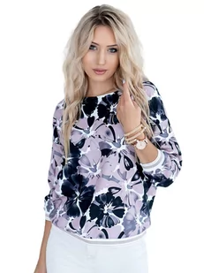 Kolorowa bluzka z modnym kwiatowym printem - Bluzki damskie - miniaturka - grafika 1
