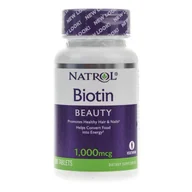 Włosy, skóra, paznokcie - Natrol Biotyna 1000 mcg - 100 tabletek - miniaturka - grafika 1