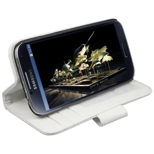 mumbi Etui Bookstyle Case kompatybilne z Samsung Galaxy S4 etui na telefon komórkowy Case Wallet, białe - Etui i futerały do telefonów - miniaturka - grafika 1