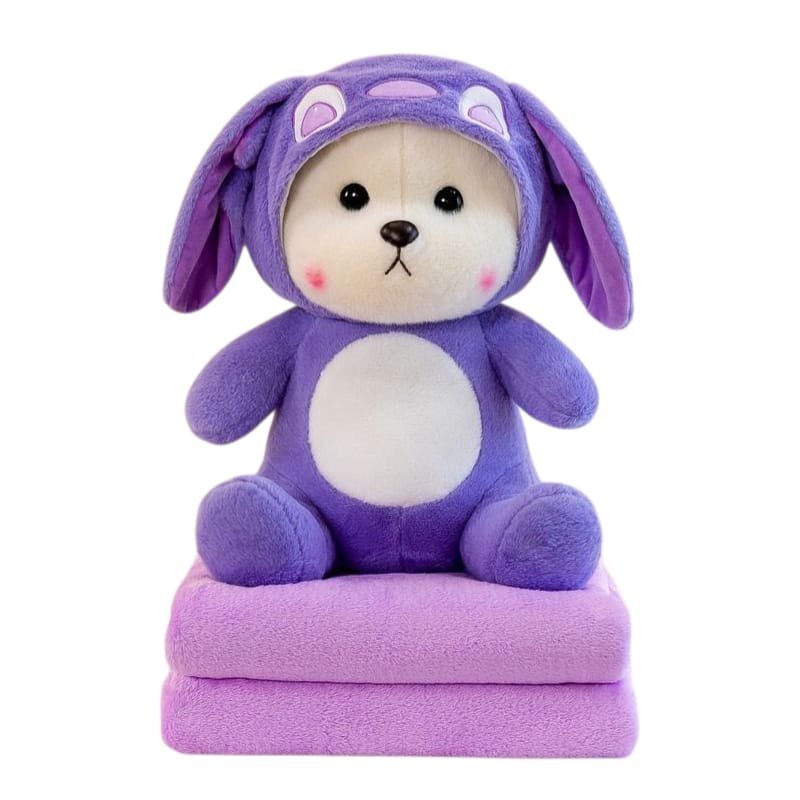 Elegancki Miś w Garniturze z Kocykiem i Odpinanym Kapturkiem 150x100 cm