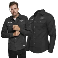 Odzież taktyczna i umundurowanie - Koszula z długim rękawem BRANDIT Luis Vintageshirt - Czarna XXL - miniaturka - grafika 1