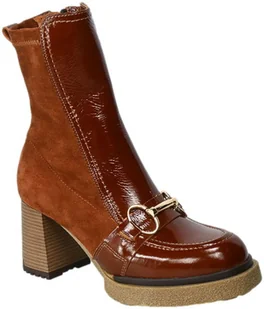 Botki Simen 6508A N.Orzech Brązowe Skórzane - SIMEN - Botki damskie - miniaturka - grafika 1