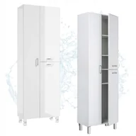 Szafki łazienkowe - Słupek Łazienkowy Regał Schowek na Mop Biały Połysk 60 x 30 x 180 - miniaturka - grafika 1