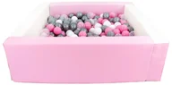 Suche baseny - Kwadratowy suchy basen z ekoskóry z 300 piłeczkami (biały, różowy (pastel)/) - miniaturka - grafika 1