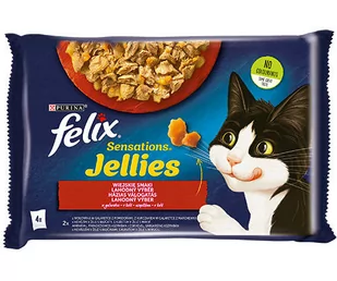 FELIX Sensations Wiejskie Smaki w galaretce z wołowiną i kurczakiem 4x85g - Mokra karma dla kotów - miniaturka - grafika 1