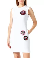 Sukienki - Love Moschino Damska sukienka o dopasowanym kroju, bez rękawów, Optical White, rozmiar 44, optical white, 44 - miniaturka - grafika 1