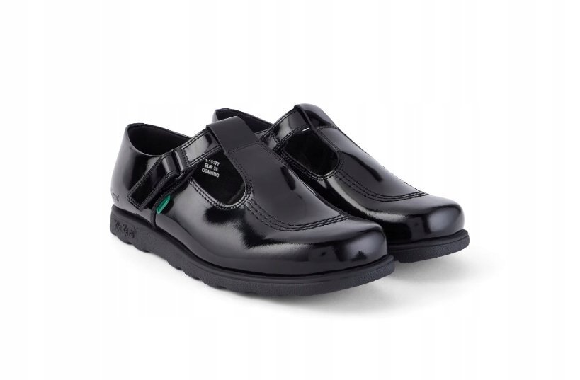 KICKERS PÓŁBUTY DZIECIĘCE CZARNE LAKIEROWANE SKÓRZANE NA RZEPY 36 2JKG