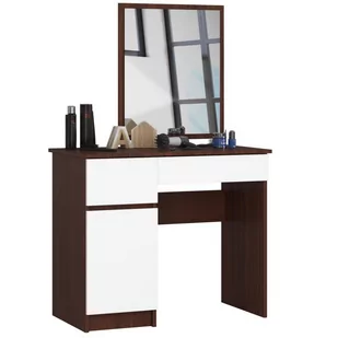 TOALETKA KOSMETYCZNA Z LUSTREM P-2/SL 500x600 LEWA WENGE / BIAŁA - Toaletki - miniaturka - grafika 1