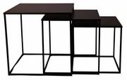 Ławy i stoliki kawowe - Kpl. 3 metalowych stolików czarnych kwadratowych - miniaturka - grafika 1