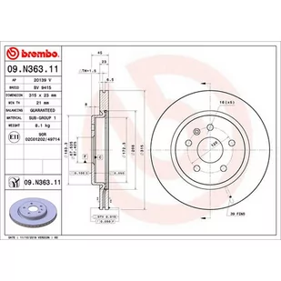 Tarcza hamulcowa BREMBO 09.N363.11 - Tarcze hamulcowe - miniaturka - grafika 1
