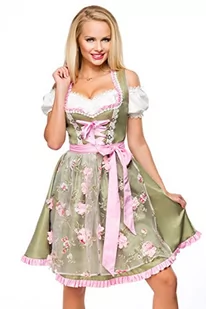 Dirndline Damski Dirndl z fartuchem kwiatowym sukienka na specjalne okazje, zielony/ró?owy, XS - Fartuchy i rękawice kuchenne - miniaturka - grafika 1