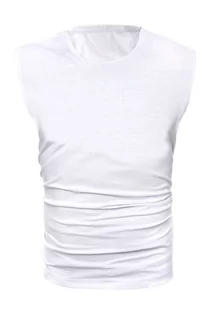 Koszulki sportowe męskie - Koszulka bezrękawnik am20 - biała - Risardi - grafika 1