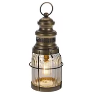 Świeczniki - Vilde Lampion led lampa latarnia latarenka stołowa metalowa brązowa loft 29 cm - miniaturka - grafika 1